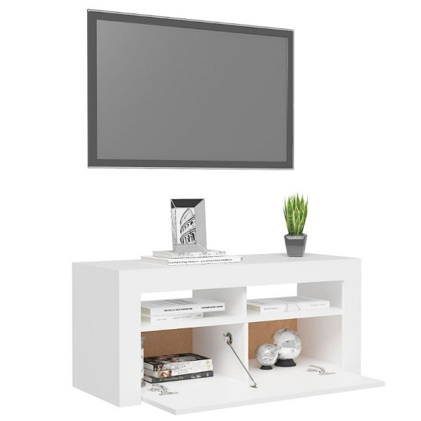 Móvel de TV com luzes LED 90x35x40 cm branco M 2