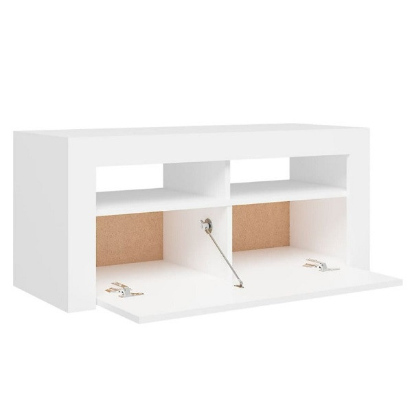 Mueble de TV con luces LED blanco 90x35x40 cm M 4