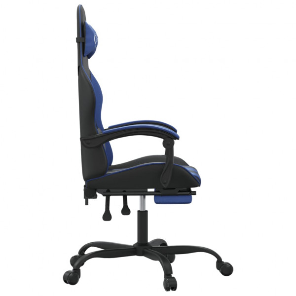 Silla gaming con reposapiés cuero sintético negro azul M 4