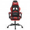 Silla gaming con reposapiés cuero sintético negro rojo 3