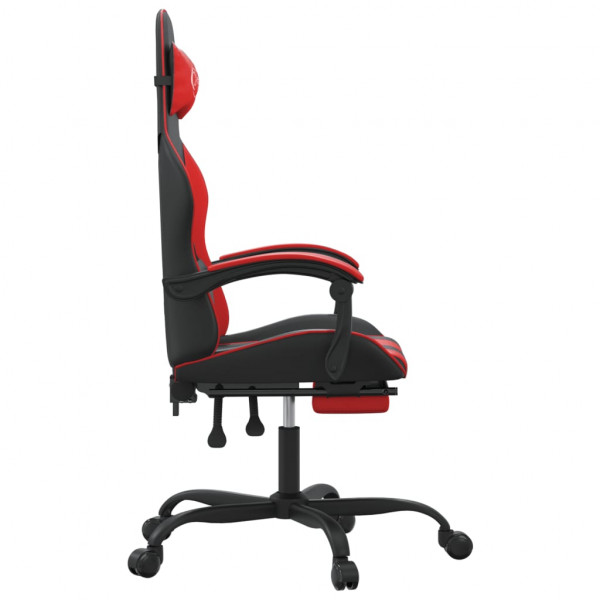 Silla gaming con reposapiés cuero sintético negro rojo M 4