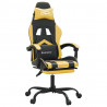 Silla gaming con reposapiés cuero sintético negro dorado 2