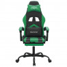 Silla gaming con reposapiés cuero sintético negro verde 3