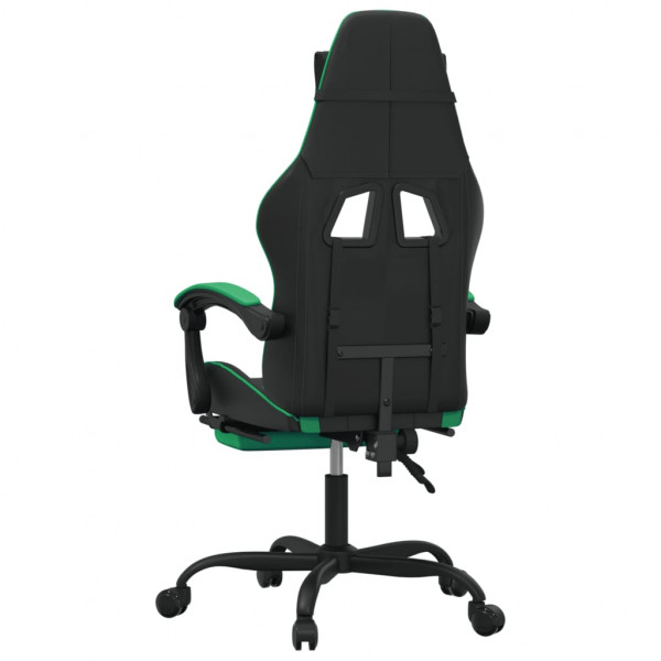 Silla gaming con reposapiés cuero sintético negro verde M 5