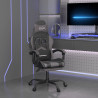 Silla gaming con reposapiés cuero sintético negro gris 1
