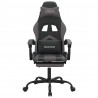Silla gaming con reposapiés cuero sintético negro gris 3