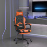 Silla gaming con reposapiés cuero sintético negro naranja 1