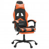 Silla gaming con reposapiés cuero sintético negro naranja 2