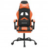 Silla gaming con reposapiés cuero sintético negro naranja 3