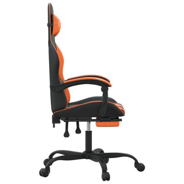 Silla gaming con reposapiés cuero sintético negro naranja M 4