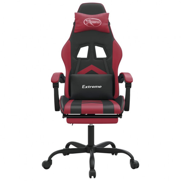 Silla gaming con reposapiés cuero sintético negro rojo tinto M 3
