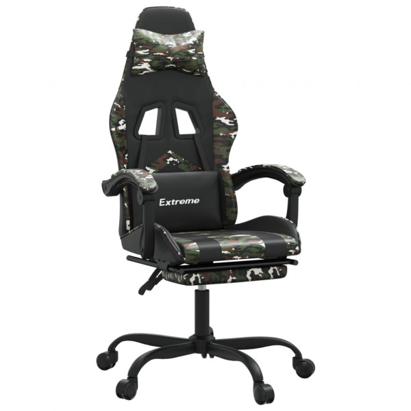 Silla gaming giratoria y reposapiés cuero sintético M 2