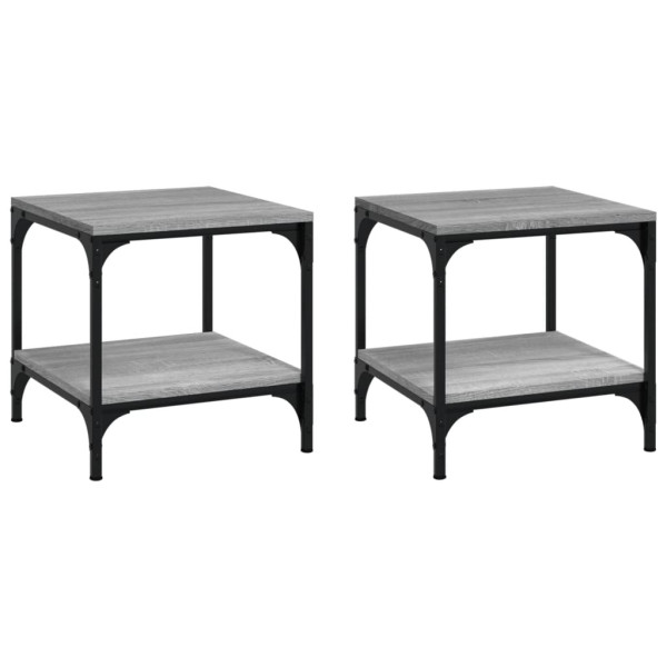 Mesas auxiliares 2 uds contrachapada gris Sonoma 40x40x40 cm M 2