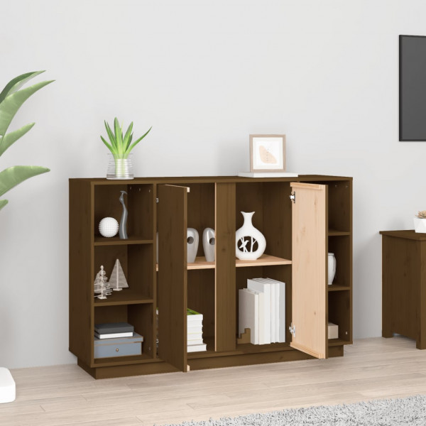 Aparador de madera maciza de pino marrón miel 120x35x80 cm M 3