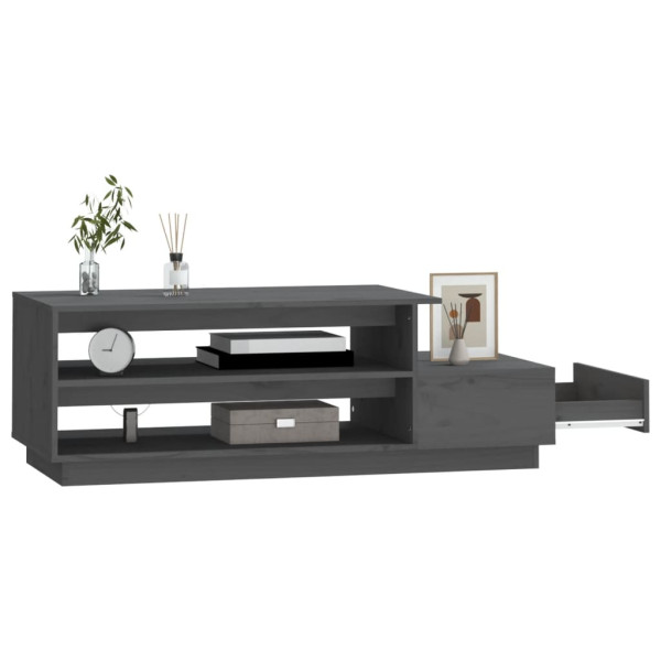 Mesa de centro madera maciza de pino gris 120x50x40.5 cm M 4