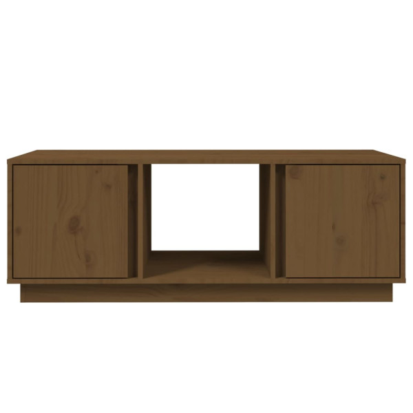 Mesa de centro madera maciza de pino marrón miel 110x50x40 cm M 5