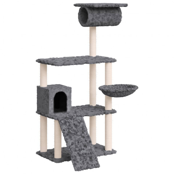 Rascador para gatos con postes de sisal gris oscuro 131 cm M 2