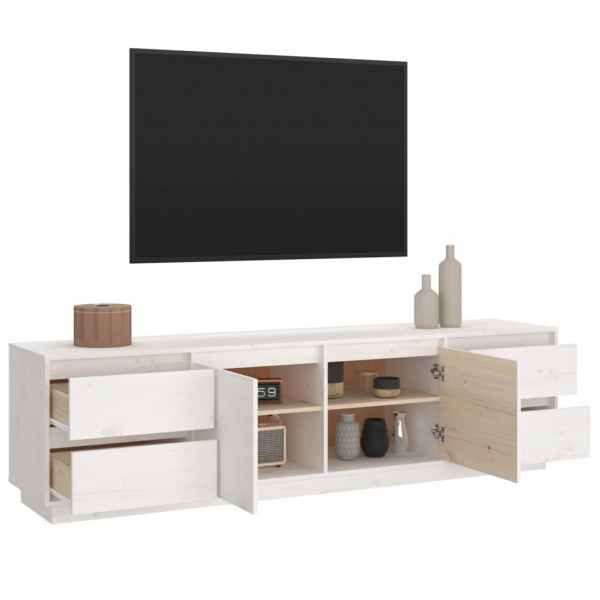 Mueble de TV madera maciza de pino blanco 176x37x47.5 cm M 5