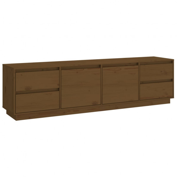 Mueble de TV madera maciza de pino marrón miel 176x37x47.5 cm M 2