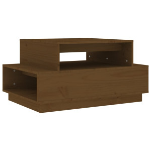 Mesa de centro madera maciza de pino marrón miel 80x55x40.5 cm H