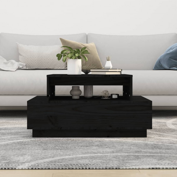 Mesa de centro madera maciza de pino negro 80x55x40.5 cm M 3
