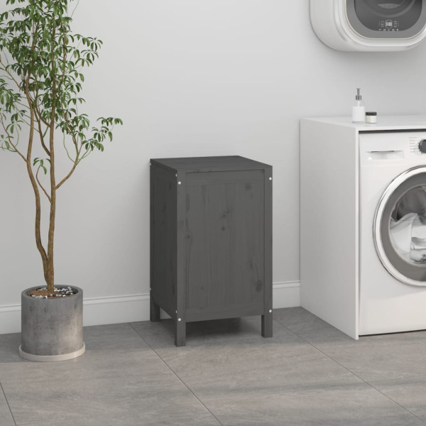 Baúl para la colada madera maciza de pino gris 44x44x76 cm M 3