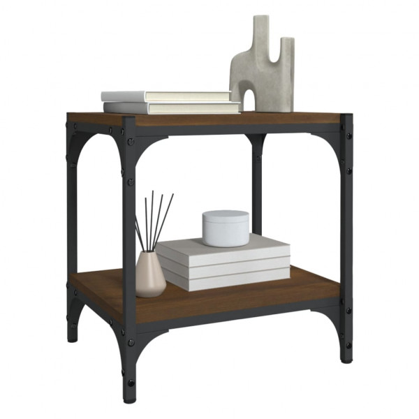 Mueble para TV contrachapada y acero roble marrón 40x33x41 cm M 4