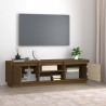 Mueble de TV madera maciza de pino marrón miel 140x35x40 cm 3