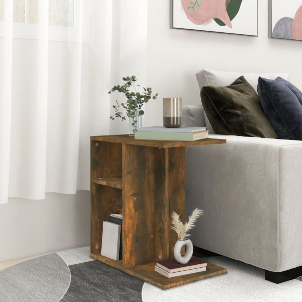 Mesa auxiliar madera contrachapada roble ahumado 50x30x50 cm D