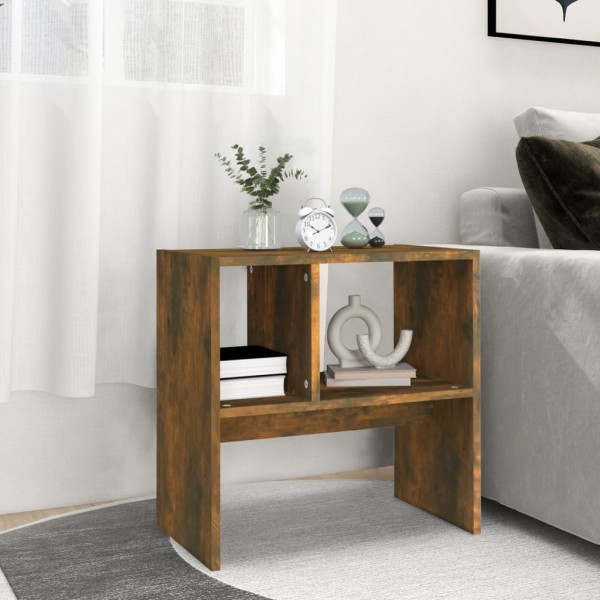 Mesa auxiliar madera contrachapada roble ahumado 50x30x50 cm M 3