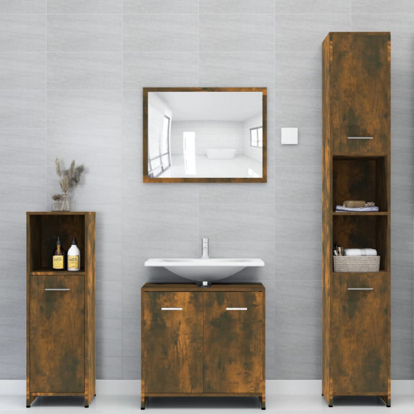 Armario de baño madera contrachapada roble ahumado 30x30x95 cm M 3