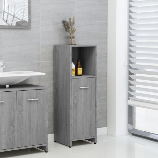 Armario de baño madera contrachapada gris Sonoma 30x30x95 cm D