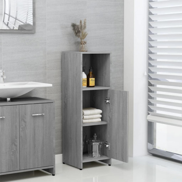 Armario de baño madera contrachapada gris Sonoma 30x30x95 cm M 4