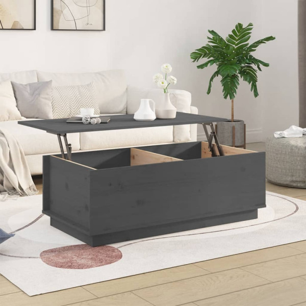 Mesa de centro de madera maciza de pino gris 100x50x35 cm M 3