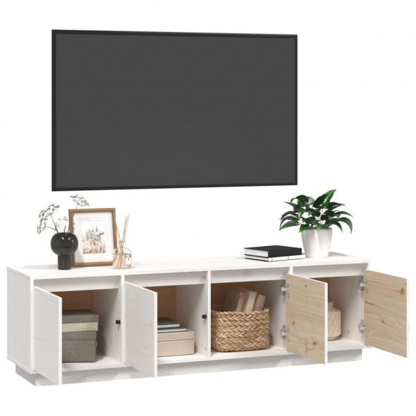 Mueble de TV madera maciza de pino blanco 156x37x45 cm M 5
