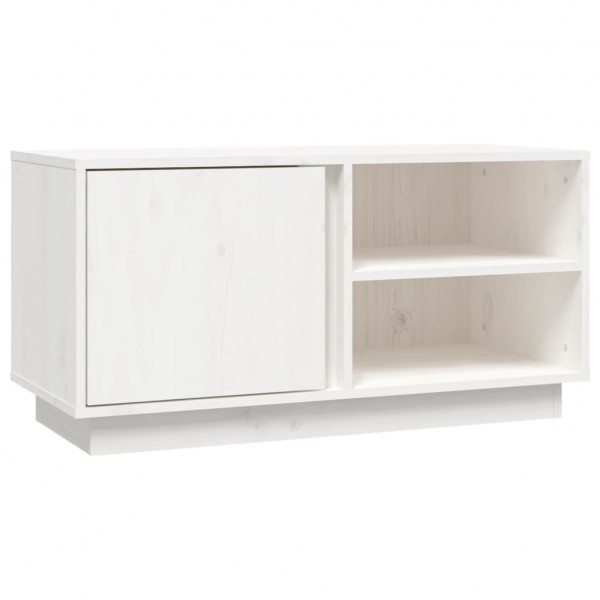 Mueble de TV madera maciza de pino blanco 80x35x40.5 cm M 2