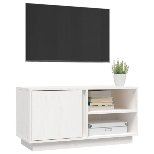 Mueble de TV madera maciza de pino blanco 80x35x40.5 cm M 4