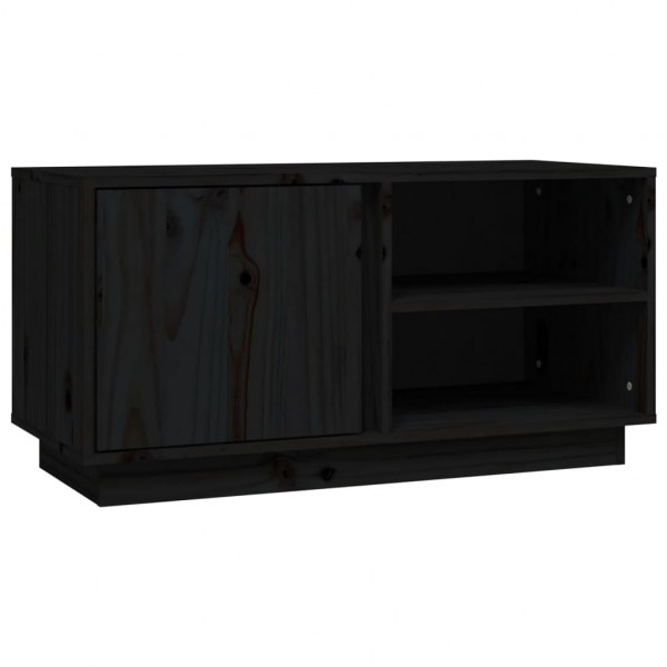 Mueble de TV madera maciza de pino negro 80x35x40.5 cm M 2