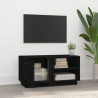 Mueble de TV madera maciza de pino negro 80x35x40.5 cm 3