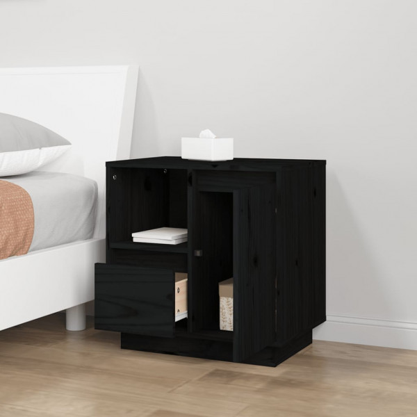 Mesitas de noche 2 uds madera maciza de pino negro 50x34x50 cm M 4