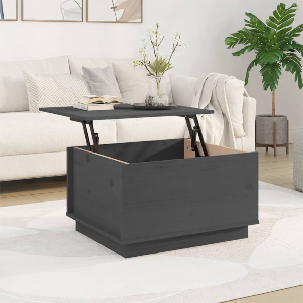 Mesa de centro madera maciza de pino gris 60x50x35 cm M 3