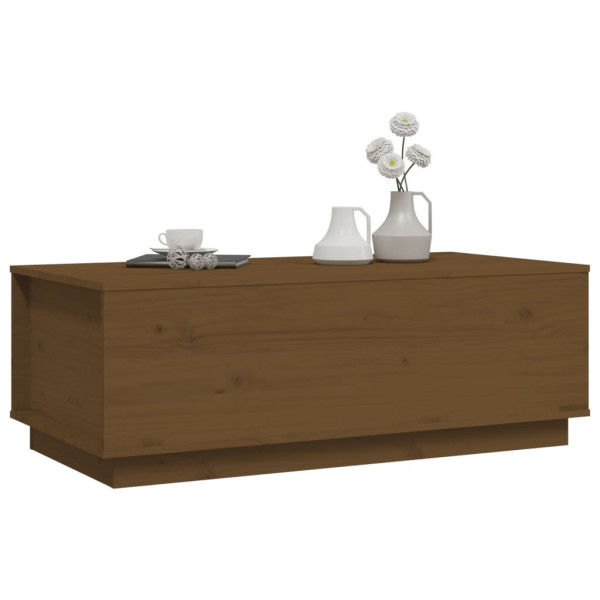 Mesa de centro madera maciza de pino marrón miel 100x50x35 cm M 4