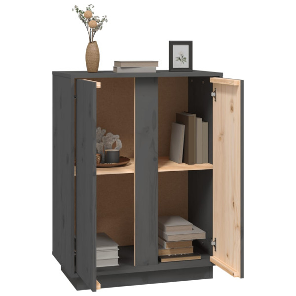 Aparador de madera maciza de pino gris 60x35x80 cm M 5