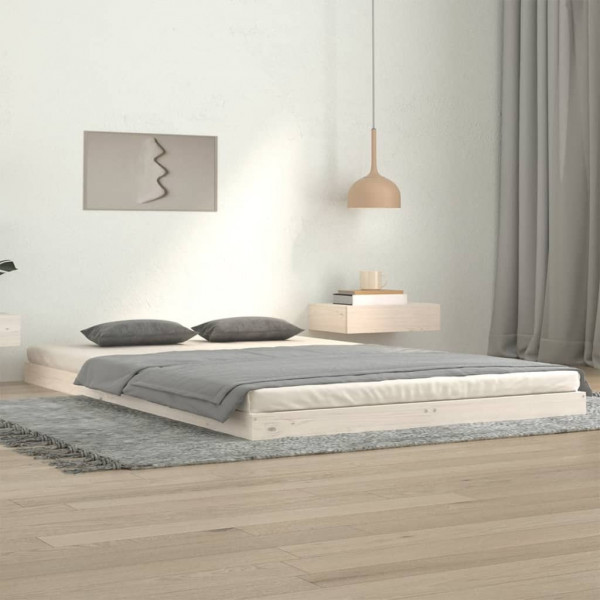 Estructura de cama madera maciza de pino blanco 120x200 cm D