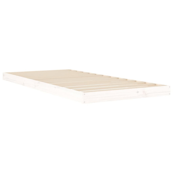 Estrutura de cama 90x200 cm madeira de pinho maciça branco M 4