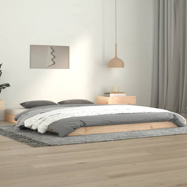 Estructura de cama de madera maciza de pino 140x190 cm D