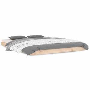 Estructura de cama de madera maciza de pino 140x190 cm H