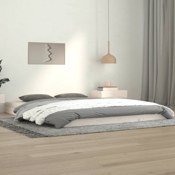 Estructura de cama de madera maciza de pino blanco 140x190 cm D