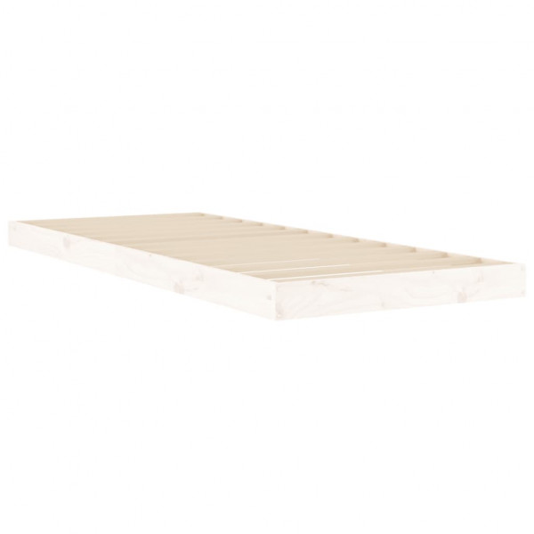 Estrutura cama de solteiro pequena 75x190cm pinho maciço branco M 4