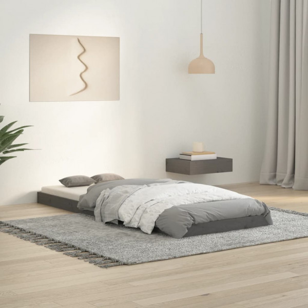 Estructura de cama madera maciza pino gris 75x190 cm D